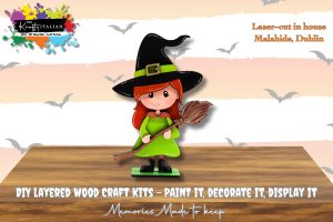 Halloween Cute Witch with Broom Shelf Sitter DIY Kit