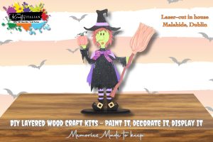 Halloween Witch with Pumpkin & Broom Shelf Sitter DIY Kit